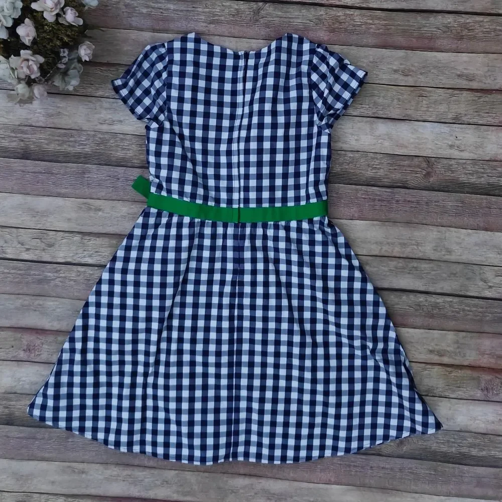 Classic Prep Ann Dress Midnight Gingham Taffeta Size 10
